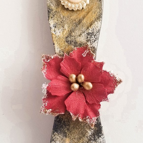 Magnet Red poinsettia Handmade painted - Picture 6 of 10